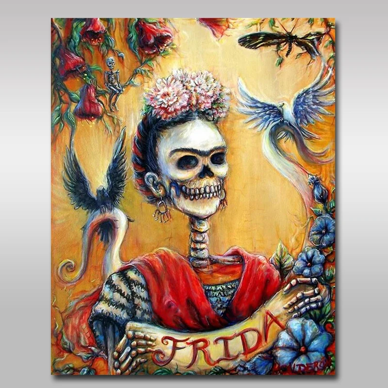 

5D Diy Diamond Embroidery Frida Comic Character Bone 3D Photo Full Square Diamond Painting Mosaic Rhinestone Crafts Home Decor