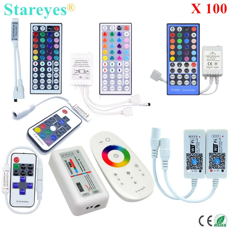 

100 Pieces LED strip RGB RGBW Remote controller IR 40 44 Key RF 11 17 Key 2.4G RF WIFI Control for SMD 5050 3528 Strip light