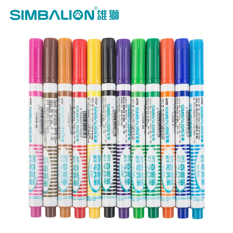 12 Colors/Set Simbalion Permanent Paint Markers, Fine Point 1mm, Oil