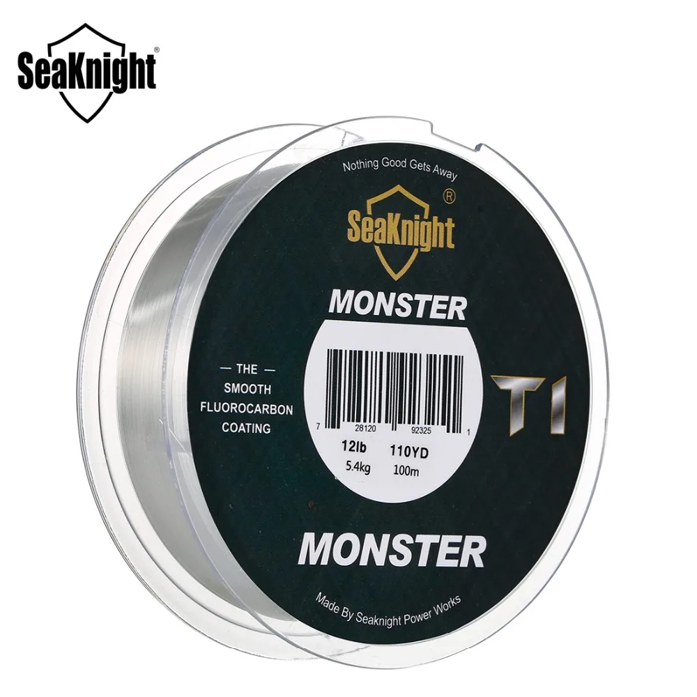 Новая рыболовная леска SeaKnight MONSTER T1, 100 м, 0,148 ярдов, 0,5- мм, фторуглеродное покрытие, леска для ловли карпа, 3 фунта, 10 фунтов, 35 фунтов