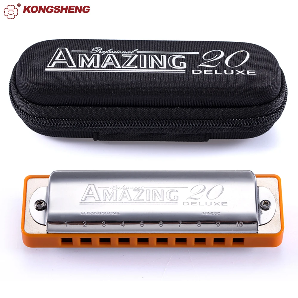 Kopen KONGSHENG Diatonische Professionele Verbazingwekkende 20 Deluxe Harmonica 10 Gaten Blues Harp Mondharmonica Sleutel van C ABS Kam Muziekinstrument