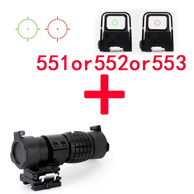 

551 552 553Holographic Optics Riflesocpe Tactical Red And Green Dot Reflex Sight +3X30mm Magnifying Scope Focus for hunting