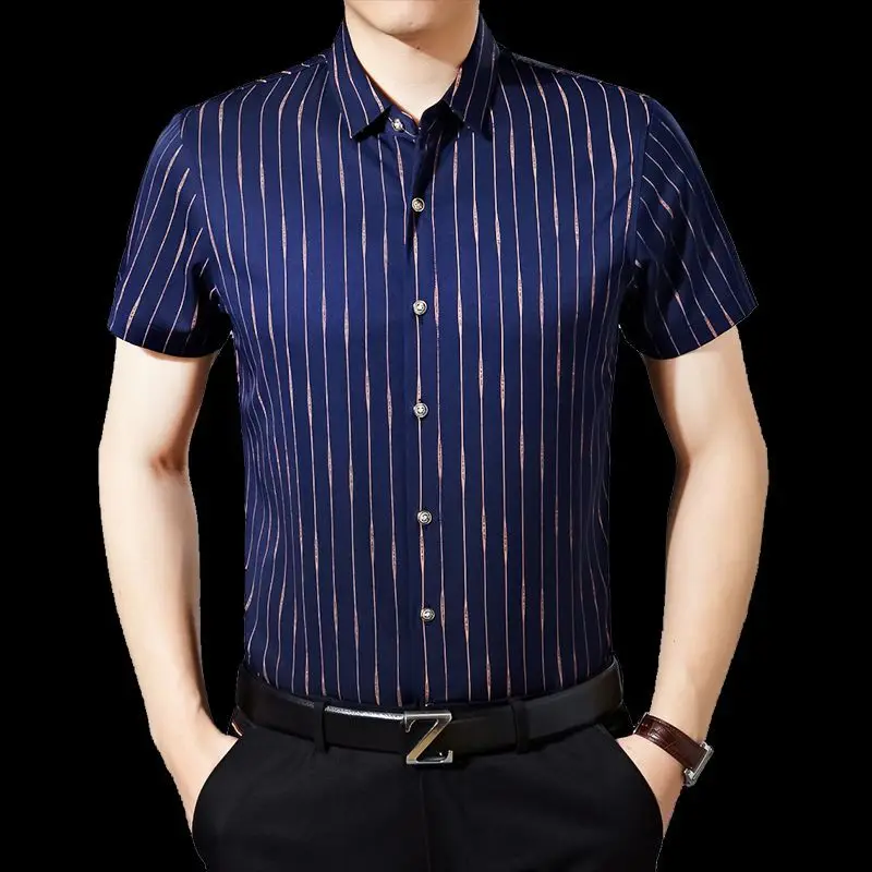 New arrival 2018 summer men's fashion Pure cotton Striped Shirts Short ...