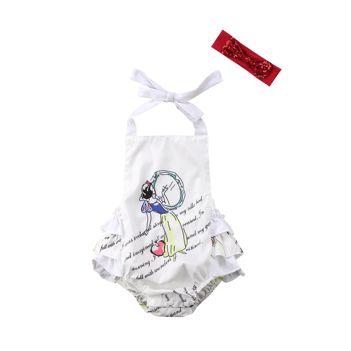 

Summer Newborn Baby Girl Sleeveless Backless Bodysuits+Headband 2pcs Jumpsuit Clothes Outfits New