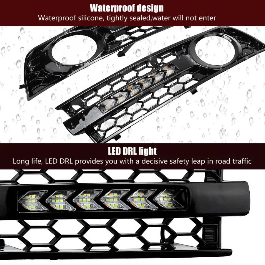 2 шт. автомобильный струящийся светодиодный светильник DRL указателя поворота передний бампер решетка противотуманная фара крышка для Audi A4 B6 2001-2005 автомобильный дневной ходовой светильник