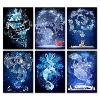 

Totoro Anime Pokemon Fox Constellation Wall Art Canvas Painting Nordic Posters And Prints Wall Picture For Living Room Decor