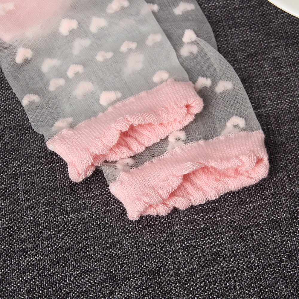 Summer Style Women Girls Love Pattern Cotton Blended Ultra thin Socks Transparent Crystal Short Glass Silk Sock