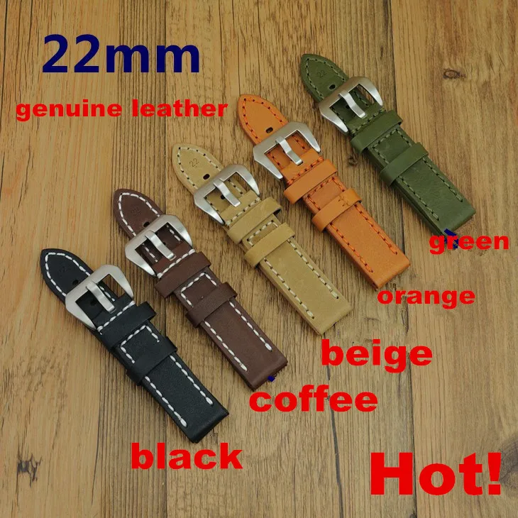 

Wholesale 10PCS / lot 22MM handmade genuine cow leather Watch band watch strap 5 colors available -WBG009
