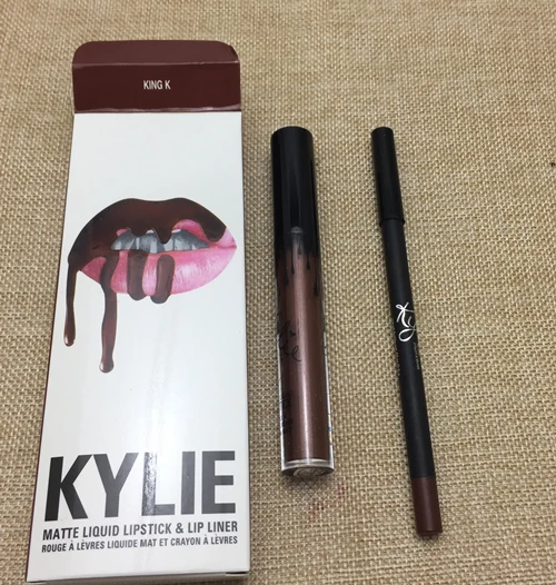 hot new KYLIE matte lipstick+lips pencil makeup lasting waterproof liquid lip gloss kilie lipstick kyliejenner lip - Color: KING K