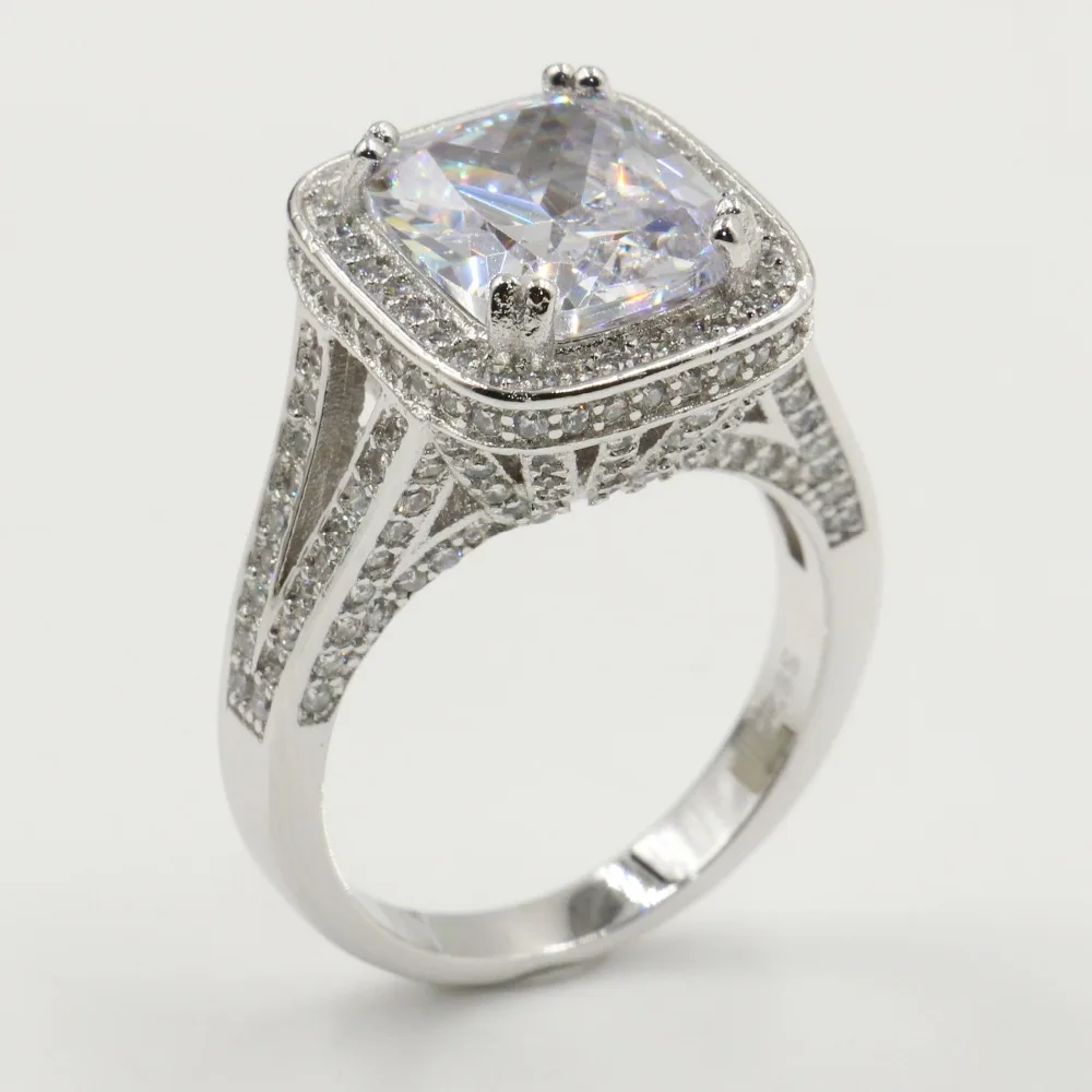 

Top Selling 192Pcs Tiny CZ Luxury Jewelry 925 Sterling Silver Cushion Shape 5A Cubic Zirconia Wedding Women Band Ring for Mother