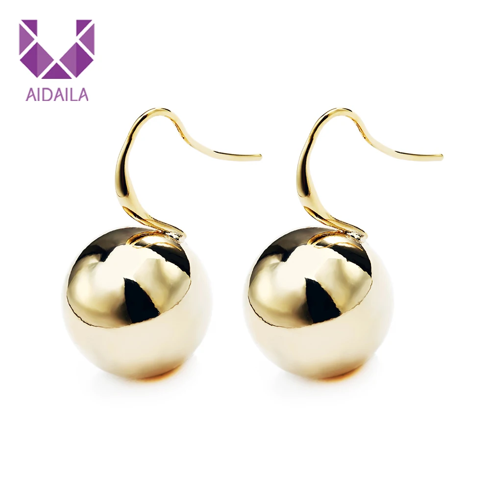 

Ball Dangle Drop Earrings for Work Office Ladies Gold Color Brand Simple Design Punk New Fashion Jewelry Famale
