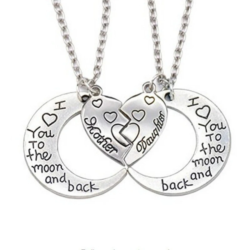 mother daughter moon necklace