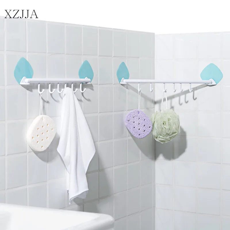 XZJJA Регулируемый Кухонный 6 висячий крюк для хранения многофункциональный сильный самоклеящийся настенный подвесной держатель Органайзеры для ванной вешалка