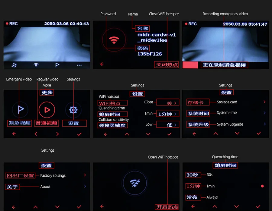 Xiaomi Mijia Carcorder умный видеорегистратор автомобиля Регистраторы F1.8 1080P 160 градусов Широкий формат 3-дюймовый HD Экран Carcorder автомобиля Регистраторы