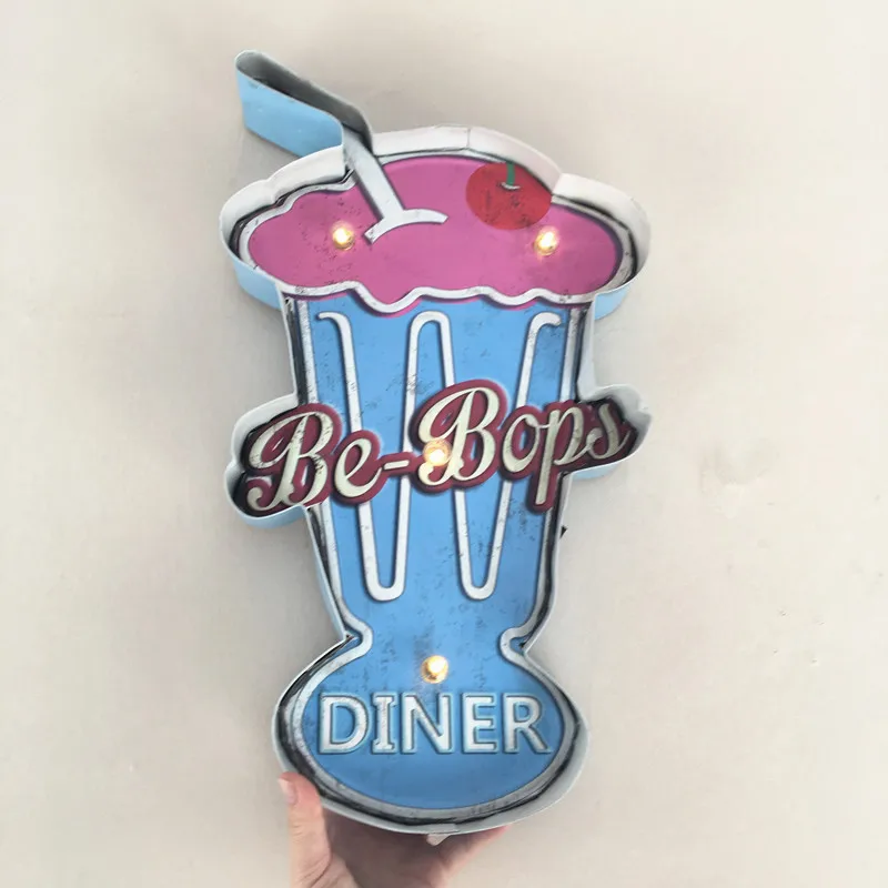 Be Bops DINER светодиодный неоновый металлический знак для бара паба магазина
