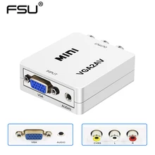 1080 P мини VGA К AV RCA конвертер с мм 3,5 мм аудио VGA2AV/CVBS + аудио конвертер для HDTV PC