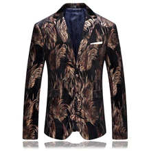 2017 Men’s single breasted Italian style printed velveteen casual blazer men blazers men’s High quality suit jacket size M-4XL