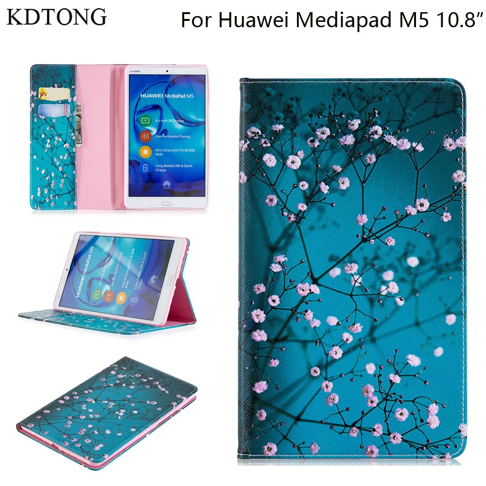 

KDTONG Case For Huawei Mediapad M5 10.8 Case Tablet PU Leather Funda Cover For Coque Huawei M5 Pro Case Flip Leather Cover 10.8"