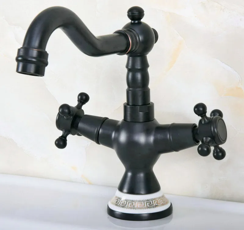 Black Oil Rubbed Bronze Ceramic Base Kitchen Wet Bar Bathroom Vessel Sink Faucet Single Hole Swivel Spout Mixer Tap anf649