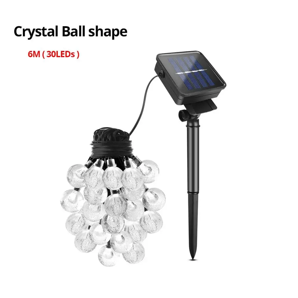 Сказочные солнечные лампы для газонов, водонепроницаемые уличные солнечные гирлянды, хрустальный шар, Рождественская елка, садовое украшение для праздников - Испускаемый цвет: Crystal Ball String