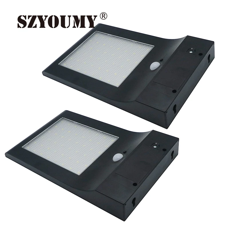 

SZYOUMY 2-PCS 4 Modes Solar Led 850 Lumens 48 LED Solar Powered Wireless Motion Sensor Lights Solar Wall Lights Solar Light