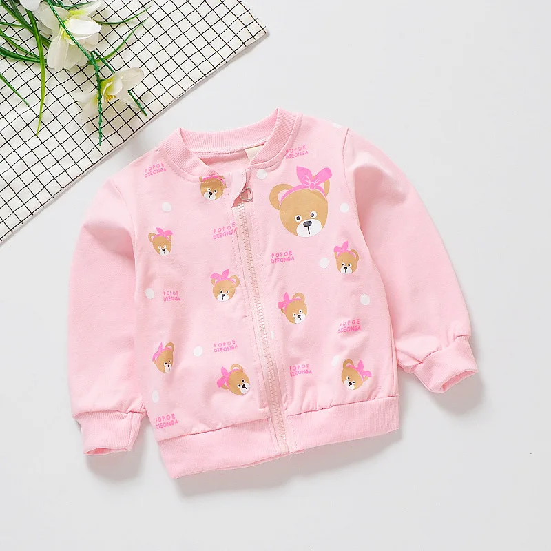 

Baby Toddler Kids Girls Spring&autumn Audel Cotton Jacket Zipper Coat Character Embroidery Kids Cardigan G166