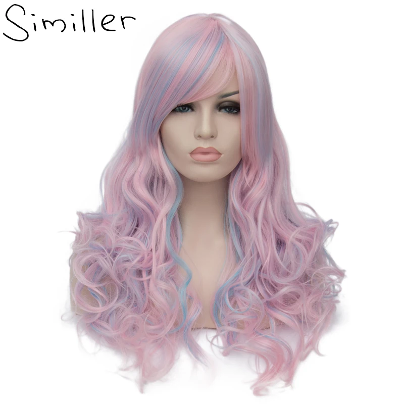 

Similler 24" Women's Long Costume Curly Synthetic Rainbow Hair Cosplay Party Wig (Multi-Color)
