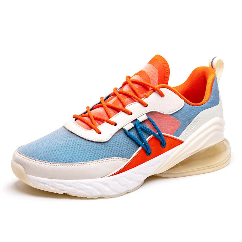 Orange Lake Blue ONEMIX кроссовки, мужские кроссовки для бега, удобная обувь с воздушной подушкой, унисекс, уличные спортивные кроссовки, мужская теннисная обувь на плоской подошве - Цвет: Orange Lake Blue