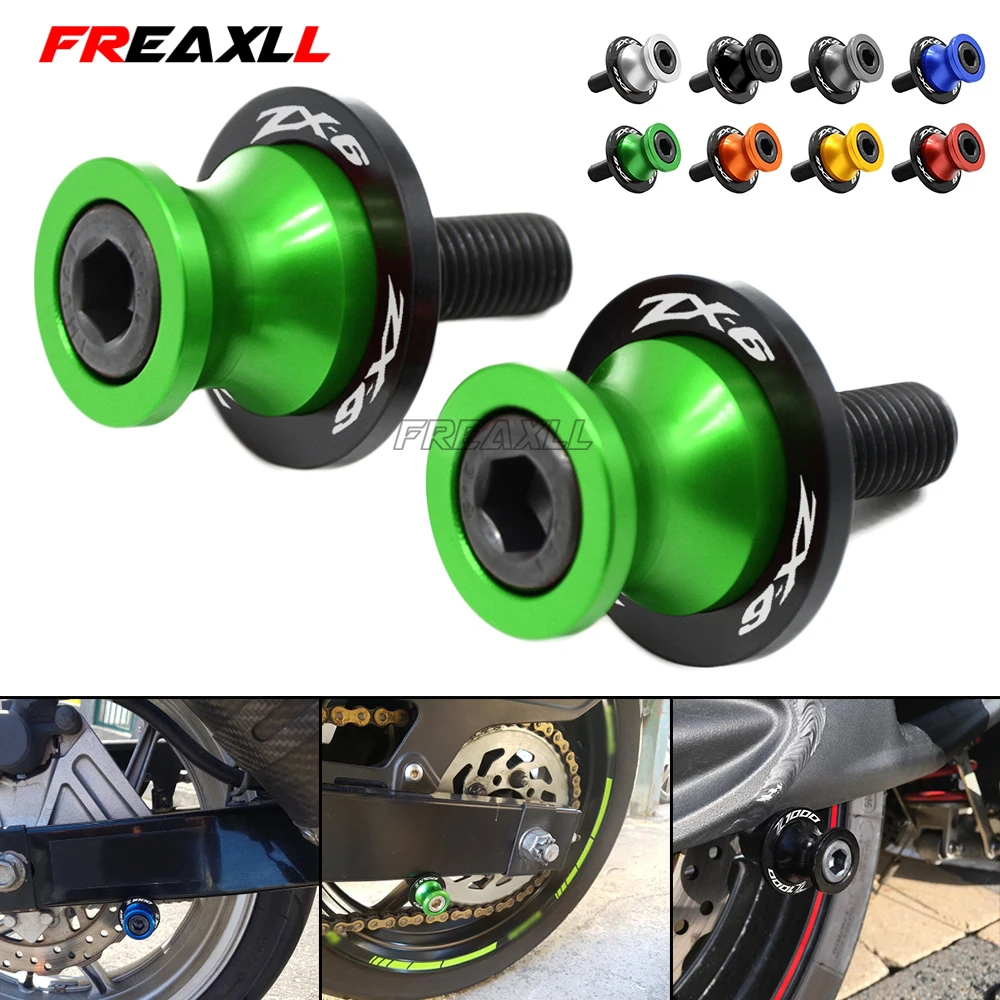 

For KAWASAKI NINJA ZX6 ZX-6 ZX600 ZX6R Swingarm Spool Slider ZX-6 Motorcycle Accessoreis CNC 10MM Slider Stand Screws