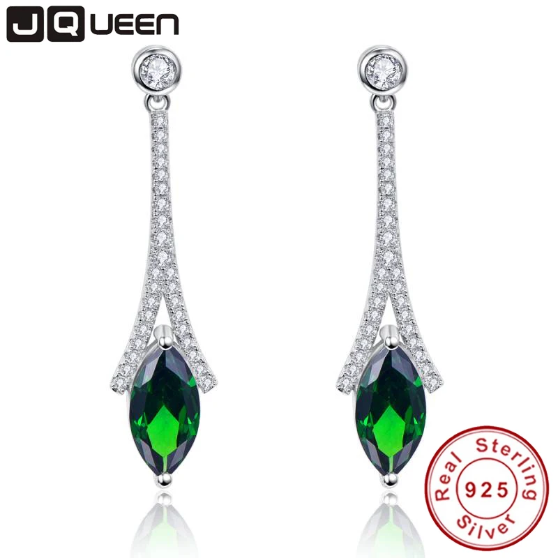 

5.55ct Nano Russian Emerald Drop Earrings Dangle Water Drop Cut For Women 925 Solid Sterling Silver 2016 Brand Fashion Jewelry