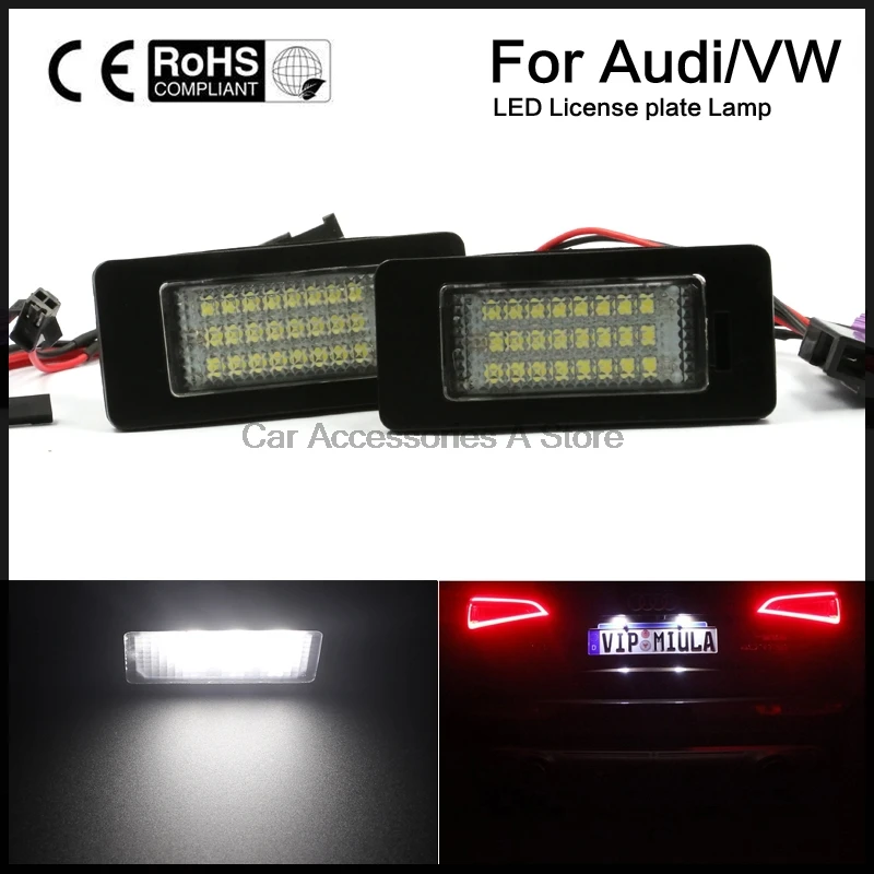 2 шт. 24 SMD номерного знака светодиодный комплект без ошибок Подходит для Audi A4 B8 S4 A5