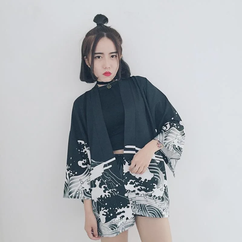 Summer Thin Section Japanese Kimono Traditional 2019 New Anime Printing Clothing Cardigan Kimonos Men Women