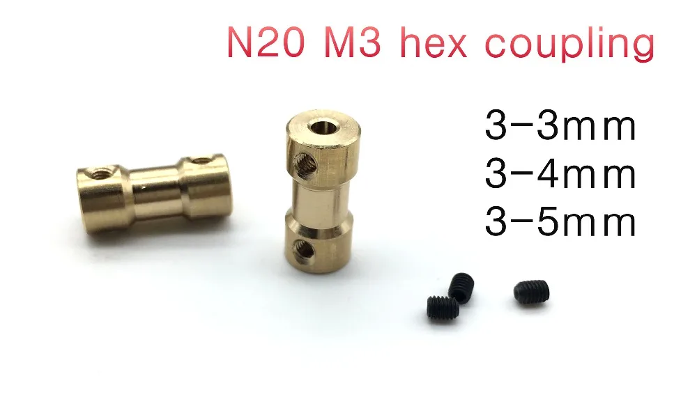 

N20 M3 hex coupling tire connector 3 mm to 3mm or 4mm or 5mm coupling for decelerate motor shaft robot smart car wheel coupler