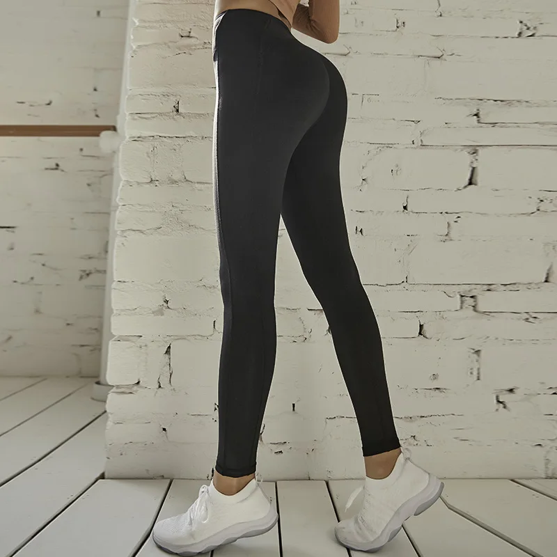 Сексуальные штаны для йоги с высокой талией, женские леггинсы для тренажерного зала, Спортивная, для фитнеса, пуш-ап, компрессионные штаны, для тренировок, бега, спортивная одежда - Цвет: Черный