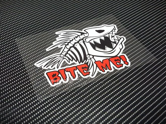 Reflective Funny Fishing Car Stickers Fish Skeleton Bite Me Decals Motocross Racing Decal Scratch Cover | Автомобили и мотоциклы