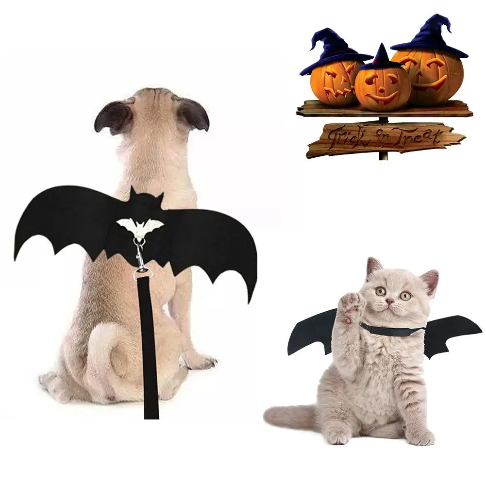 

New Halloween Pet Dog Costumes Bat Wings Vampire Black Cute Fancy Dress Up Halloween Pet Dog Cat Costume Dress