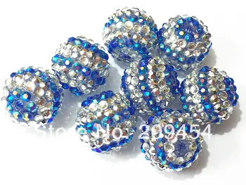

Newest !! 20mm 100pcs/lot Silvery /White/Blue Stripe Resin Rhinestone Ball Beads,Chunky Beads For Kids Jewelry Making