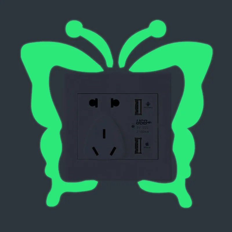 1 set Butterfly luminous switch stickers wall stickers DIY decorative