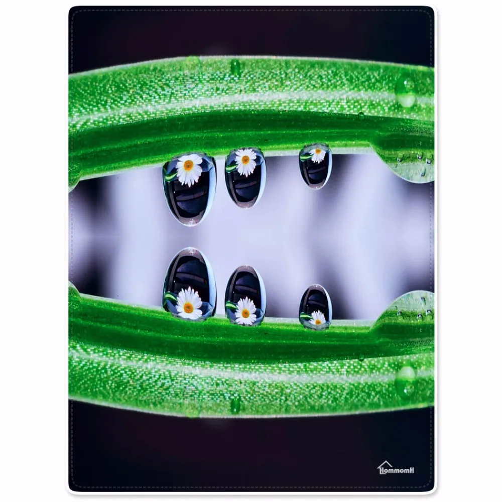 

Blankets Comfort Warmth Soft Cozy Air conditioning Easy Care Machine Wash Green leaf water drops flowers reflection