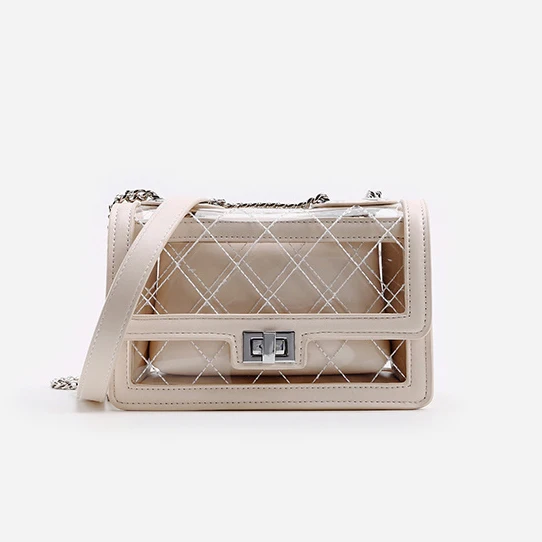 

2019 New Summer Transparent Bag Diamond Lattice Chain Jelly Bag Crossbody Bag for Women