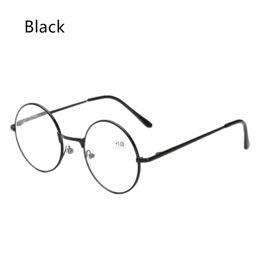 Круглые металлические рамки для чтения, очки для чтения для мужчин и женщин, ретро очки Гарри Поттера, регулируемые удобные очки для дальнозоркости, очки - Цвет оправы: Black