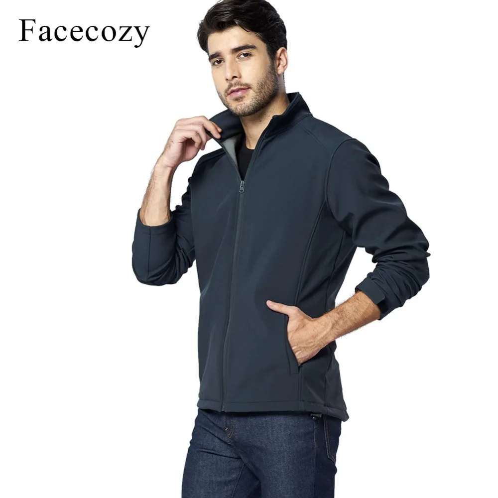 Мужская Флисовая Куртка Facecozy однотонная ветрозащитная куртка с флисовой