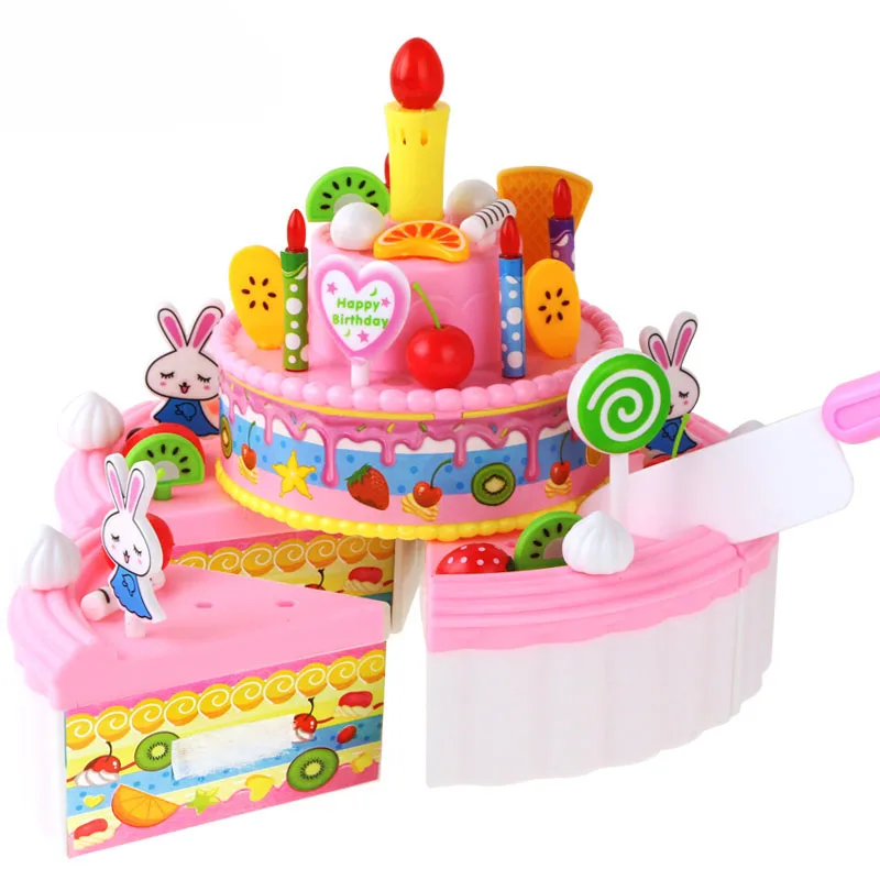 103 шт DIY ролевые игры режущий игрушечный торт на день рождения с музыкальным светом кухонная игрушечная еда Cocina De Juguete для девочек Подарки [