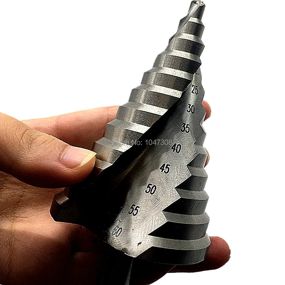 

6-60mm Step Drill Bit 12 Steps Bit Shank 13mm Spiral Groove Step Drill Hole Cut HSS Spiral Groove Step Drill Bit Shank Dia 13mm