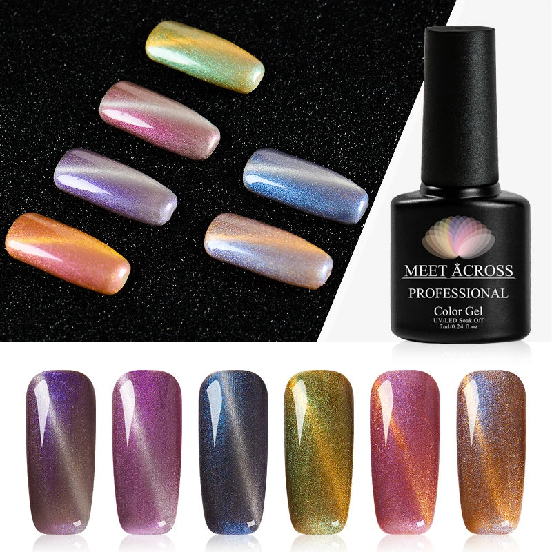 

MEET ACROSS 7ml Pearl Shell Cat Eye Gel Polish Soak Off UV LED Mermaid Magnetic Gel Varnish Lacquer Manicure Nail Art Gel DIY