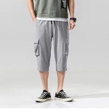 2019 Summer Solid Mens Short Pants 3 Colors New Style Multi-Pocket Casual Loose Knee-length Cotton Mens Cargo Short 2019 Summer Solid Mens Short Pants 3 Colors New Style Multi-Pocket Casual Loose Knee-length Cotton Mens Cargo Short