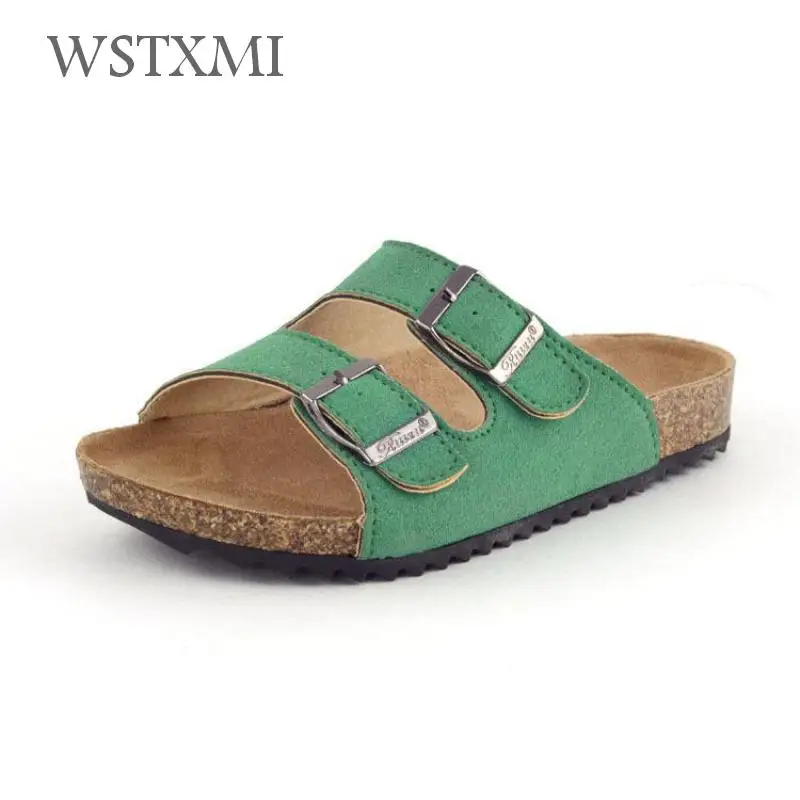 Children Slippers Beach Shoes Kids Girl Boy Slide Buckle Slip On Cork Sandals UK