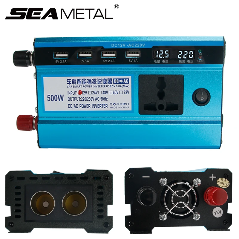 

Car Inverter 12V 220V Power Adapter 500W Voltage Transformer Converter 12 220 Charger on Display Inverter 500W with 4 USB Port