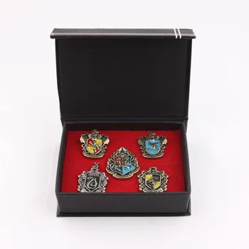 

5PCS New arrive HP Magic Academy badge Four Houses Pins School Badge with Gift Box