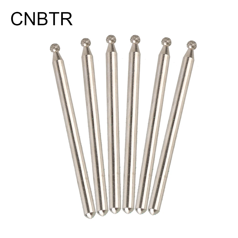 CNBTR Silver Diamond Coated Rotary Burrs Jewelry Tool 2.5mm Sphere Point Glass Drills Pack van 30